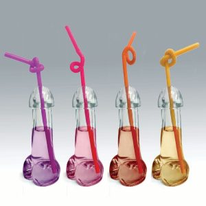 GLITTERATI PENIS 6OZ DRINKING GLASS PACK OF 4