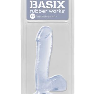 BASIX RUBBER WORKS 7.5IN DONG W/SUCTION CUP CLEAR