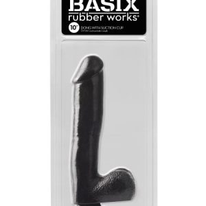 BASIX RUBBER WORKS 10IN DONG W/SUCTION CUP BLACK