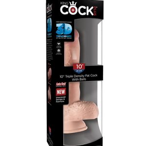 KING COCK PLUS 10 IN TRIPLE DENSITY FAT COCK W/ BALLS LIGHT