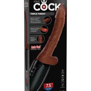 KING COCK PLUS 7.5IN THRUSTING COCK W/ BALLS BROWN