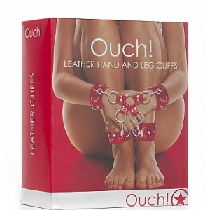 LEATHER HAND & LEGCUFFS RED