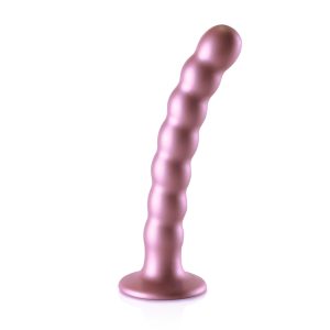OUCH! BEADED SILICONE G-SPOT DILDO 6.5 IN ROSE GOLD