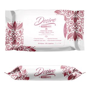 SWISS NAVY DESIRE UNSCENTED FEMININE WIPES 25CT 6PC DISPLAY