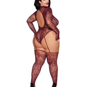 TEDDY BODYSTOCKING CHERRY LACQUER Q/S