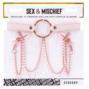 PEACHES N CREAME COLLAR W/ NIPPLE CLAMPS