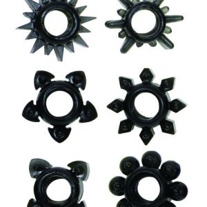 TOWER OF POWER 6 BLACK COCK RINGS