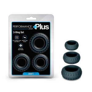 PERFORMANCE PLUS DRIFT 3 COCK RING SET BLACK