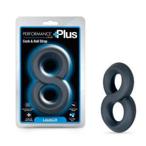 PERFORMANCE PLUS LAUNCH DOUBLE STRAP COCK&BALL RING BLACK