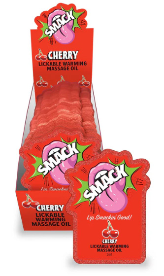 SMACK LICKABLE MASSAGE OIL 36 PC DISPLAY CHERRY