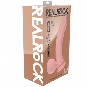 REALROCK RECHARGEABLE DUAL LAYERED VIBRATING CURVED 8IN W/BALLS