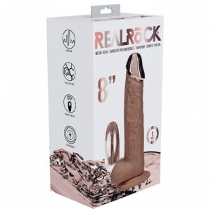 REALROCK WIRELESS RECHARGEABLE METALHEAD REGULAR STRAIGHT 8IN W/BALLS TAN