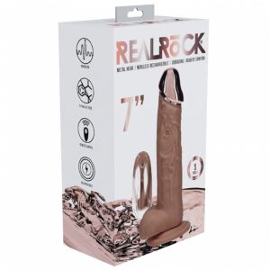 REALROCK WIRELESS RECHARGEABLE METALHEAD REGULAR STRAIGHT 7IN W/BALLS TAN