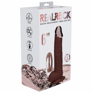 REALROCK WIRELESS RECHARGEABLE METALHEAD REGULAR STRAIGHT W/BALLS BROWN