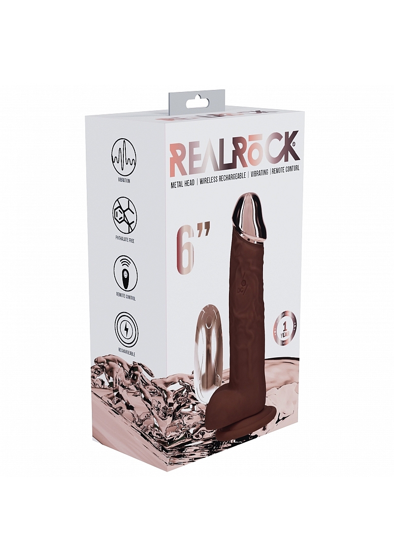 REALROCK WIRELESS RECHARGEABLE METALHEAD REGULAR STRAIGHT W/BALLS BROWN