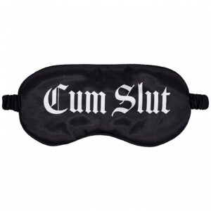 OUCH CUM SLUT PRINTED MASK SATIN BLACK