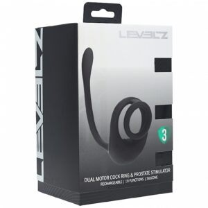 LEVELZ DUAL MOTOR SILICONE COCK RING W/ PROSTATE STIMULAT BLACK
