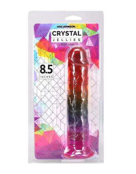 CRYSTAL JELLIES 8.5IN DONG RAINBOW