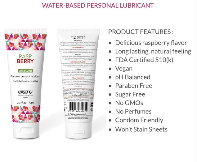 EXSENS FLAVORED LUBE RASPBERRY WATER BASED 70ML