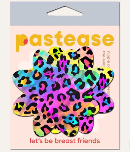 PASTEASE RAINBOW CHEETAH LEOPARD PRINT PETAL BREAST PASTIES