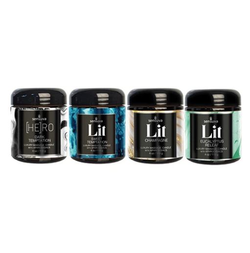 LIT 4 PIECE VARIETY PACK LUXURY MASSAGE CANDLES 2 OZ